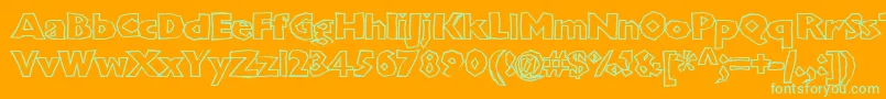 Shlockoblockooutline-Schriftart – Grüne Schriften auf orangefarbenem Hintergrund