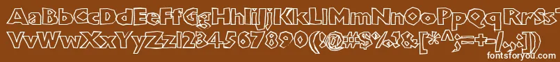 Shlockoblockooutline-Schriftart – Weiße Schriften auf braunem Hintergrund