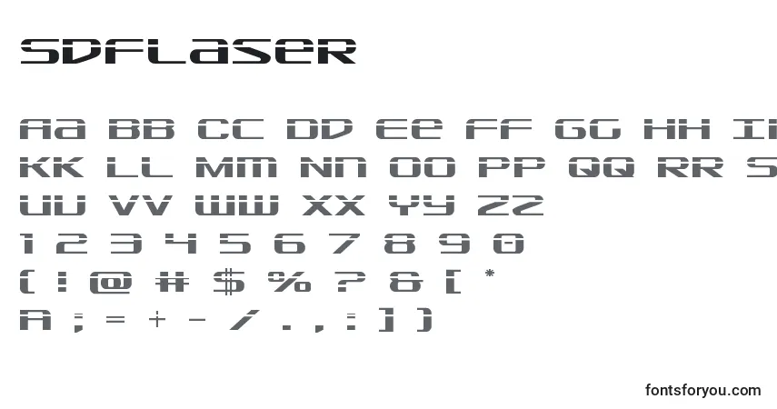 Schriftart Sdflaser – Alphabet, Zahlen, spezielle Symbole