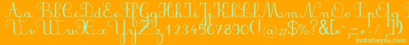 Plumnal-Schriftart – Grüne Schriften auf orangefarbenem Hintergrund