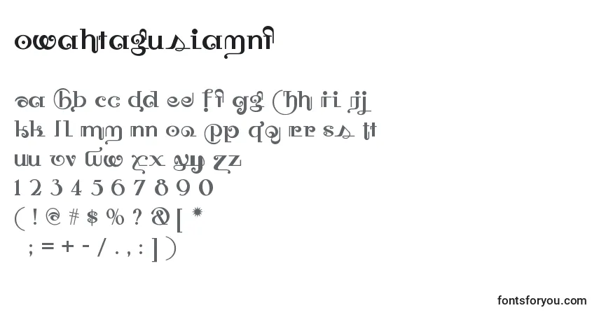 Czcionka Owahtagusiamnf (95267) – alfabet, cyfry, specjalne znaki