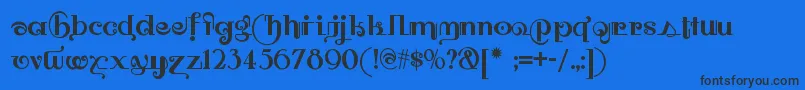 Owahtagusiamnf Font – Black Fonts on Blue Background