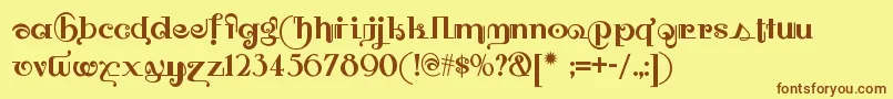 Owahtagusiamnf Font – Brown Fonts on Yellow Background