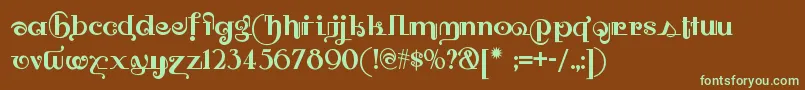 Owahtagusiamnf Font – Green Fonts on Brown Background
