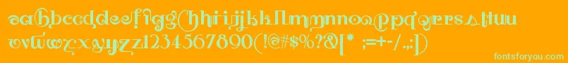 Owahtagusiamnf Font – Green Fonts on Orange Background