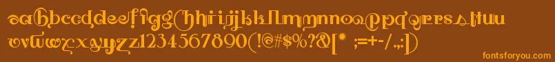 Owahtagusiamnf Font – Orange Fonts on Brown Background