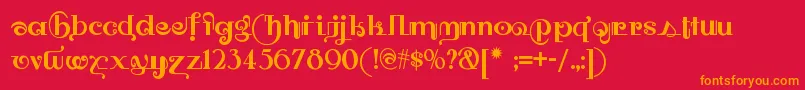 Owahtagusiamnf Font – Orange Fonts on Red Background