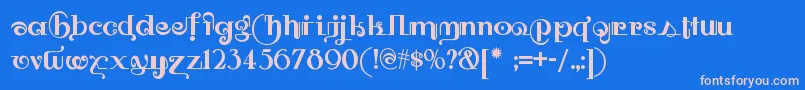 Owahtagusiamnf-fontti – vaaleanpunaiset fontit sinisellä taustalla