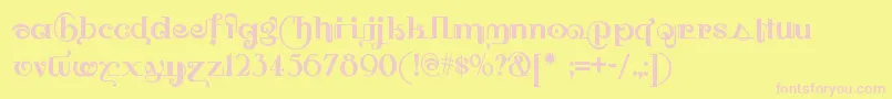 Owahtagusiamnf Font – Pink Fonts on Yellow Background