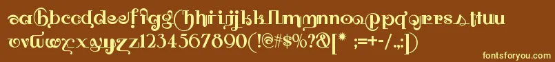 Owahtagusiamnf Font – Yellow Fonts on Brown Background