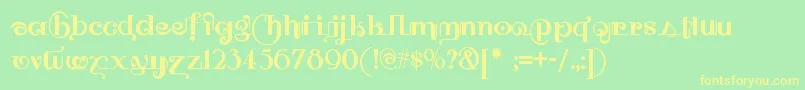 Owahtagusiamnf Font – Yellow Fonts on Green Background