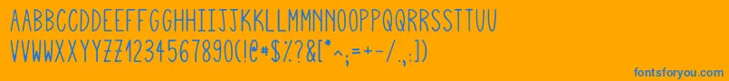 Squigglyasta-Schriftart – Blaue Schriften auf orangefarbenem Hintergrund