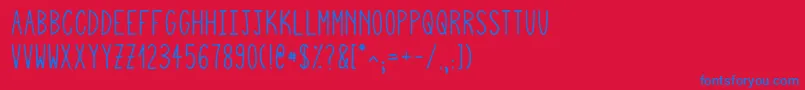 Squigglyasta Font – Blue Fonts on Red Background