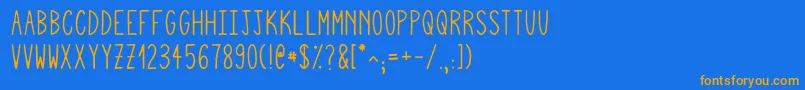 Squigglyasta-fontti – oranssit fontit sinisellä taustalla
