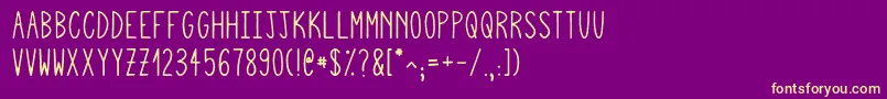 Fonte Squigglyasta – fontes amarelas em um fundo roxo