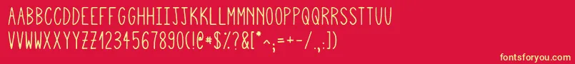 Squigglyasta Font – Yellow Fonts on Red Background