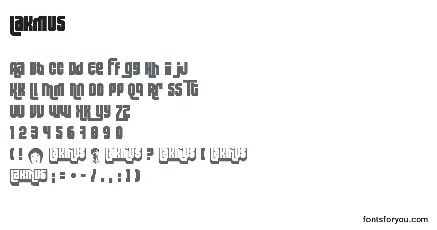 Czcionka Lakmus – alfabet, cyfry, specjalne znaki