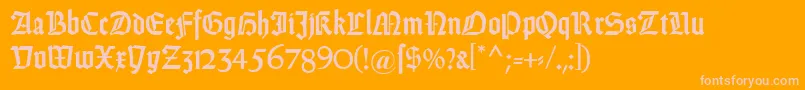 DsweissGotisch-fontti – vaaleanpunaiset fontit oranssilla taustalla