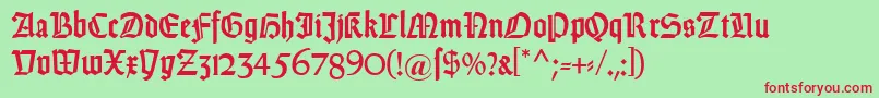 DsweissGotisch Font – Red Fonts on Green Background