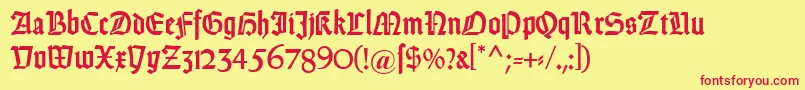 DsweissGotisch Font – Red Fonts on Yellow Background