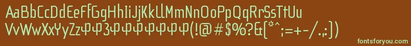F3SecuenciaRoundRegularFfp-Schriftart – Grüne Schriften auf braunem Hintergrund