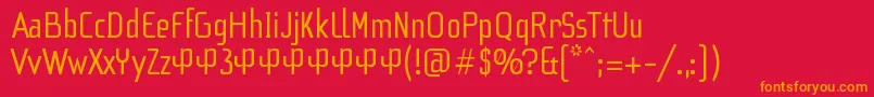 フォントF3SecuenciaRoundRegularFfp – 赤い背景にオレンジの文字