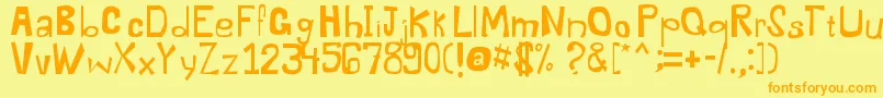 Dysentery-Schriftart – Orangefarbene Schriften auf gelbem Hintergrund