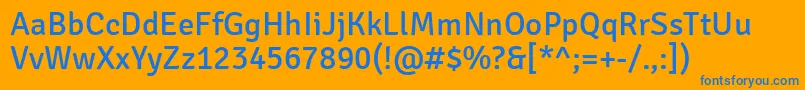 SignikaRegular-Schriftart – Blaue Schriften auf orangefarbenem Hintergrund