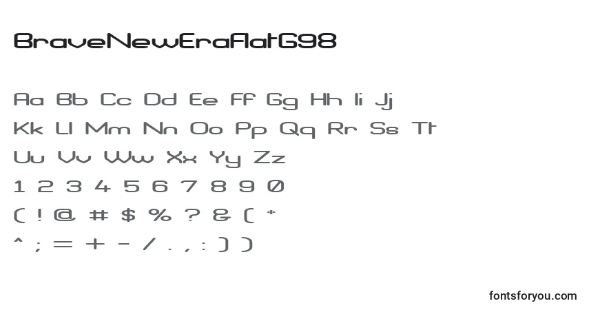 A fonte BraveNewEraFlatG98 – alfabeto, números, caracteres especiais
