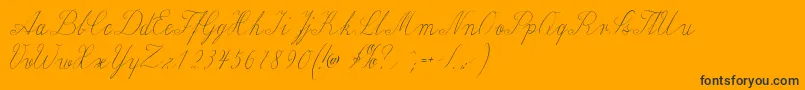 Wiegellatein-Schriftart – Schwarze Schriften auf orangefarbenem Hintergrund