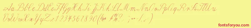 Wiegellatein-Schriftart – Rote Schriften auf gelbem Hintergrund