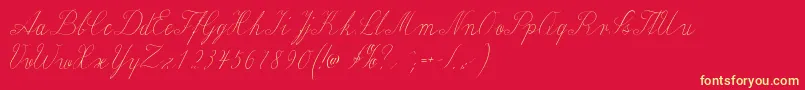 Wiegellatein-Schriftart – Gelbe Schriften auf rotem Hintergrund