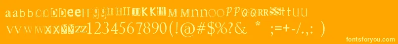 DsnetStamped Font – Yellow Fonts on Orange Background