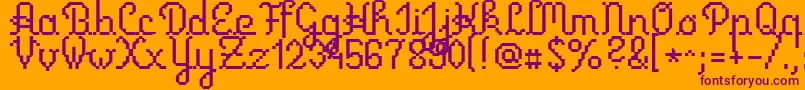 Primus-Schriftart – Violette Schriften auf orangefarbenem Hintergrund