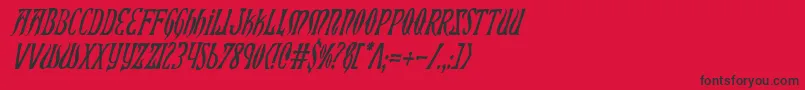 フォントXiphosCondensedItalic – 赤い背景に黒い文字