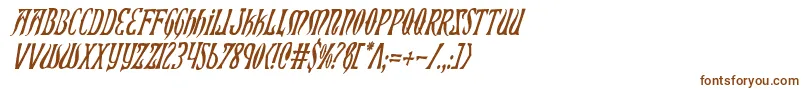 XiphosCondensedItalic-fontti – ruskeat fontit valkoisella taustalla