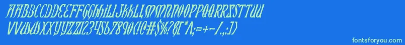 Шрифт XiphosCondensedItalic – зелёные шрифты на синем фоне