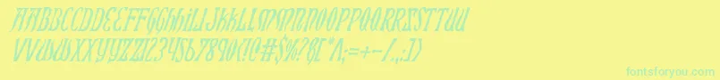 Шрифт XiphosCondensedItalic – зелёные шрифты на жёлтом фоне