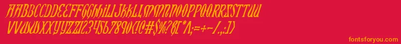 XiphosCondensedItalic Font – Orange Fonts on Red Background