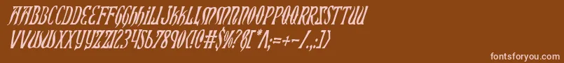Czcionka XiphosCondensedItalic – różowe czcionki na brązowym tle