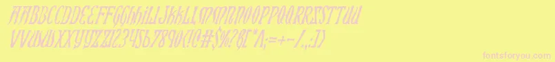 XiphosCondensedItalic-Schriftart – Rosa Schriften auf gelbem Hintergrund