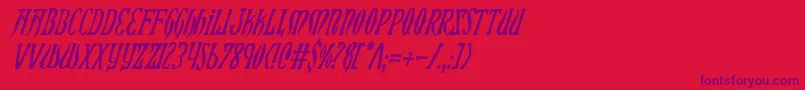 XiphosCondensedItalic Font – Purple Fonts on Red Background