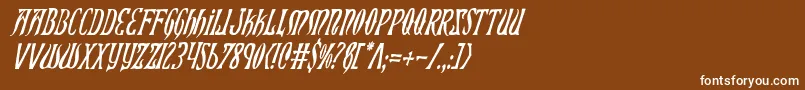 フォントXiphosCondensedItalic – 茶色の背景に白い文字