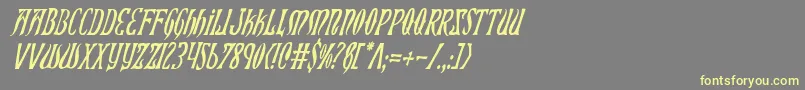 Fonte XiphosCondensedItalic – fontes amarelas em um fundo cinza