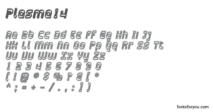 A fonte Plasma14 – alfabeto, números, caracteres especiais