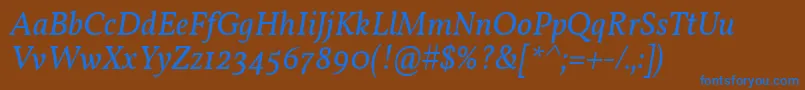 VollkornItalic-fontti – siniset fontit ruskealla taustalla