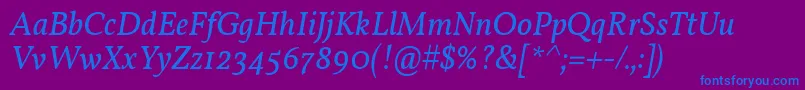 VollkornItalic Font – Blue Fonts on Purple Background