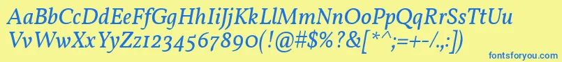 VollkornItalic Font – Blue Fonts on Yellow Background
