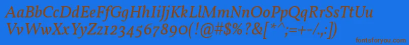 VollkornItalic Font – Brown Fonts on Blue Background