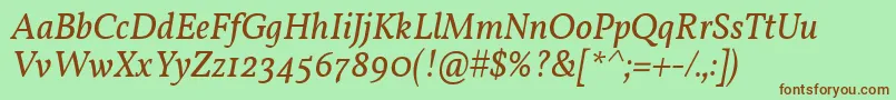 Шрифт VollkornItalic – коричневые шрифты на зелёном фоне